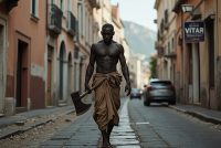 Straniero armato di ascia vaga furioso per il centro storico