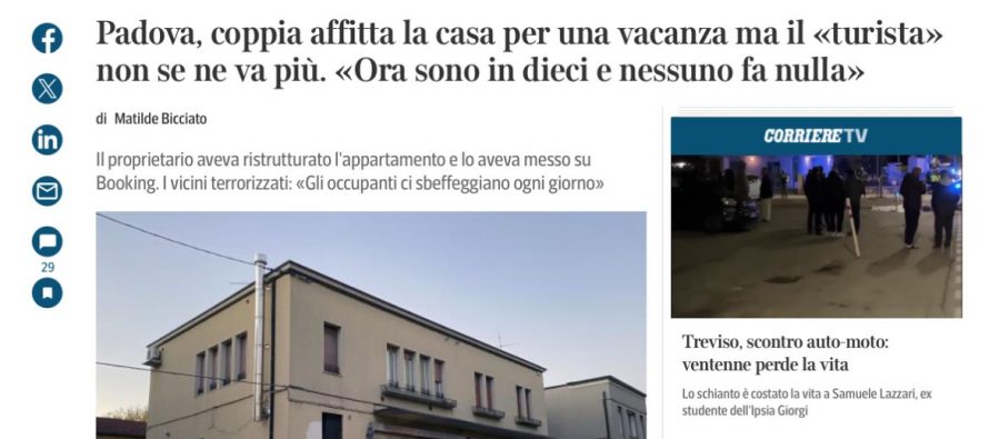 Affitta casa a turista ma lui è zingaro: “Ora sono in 10 e nessuno fa nulla”