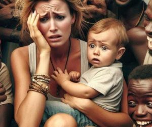 Mamma con neonato palpeggiata in strada da branco africani