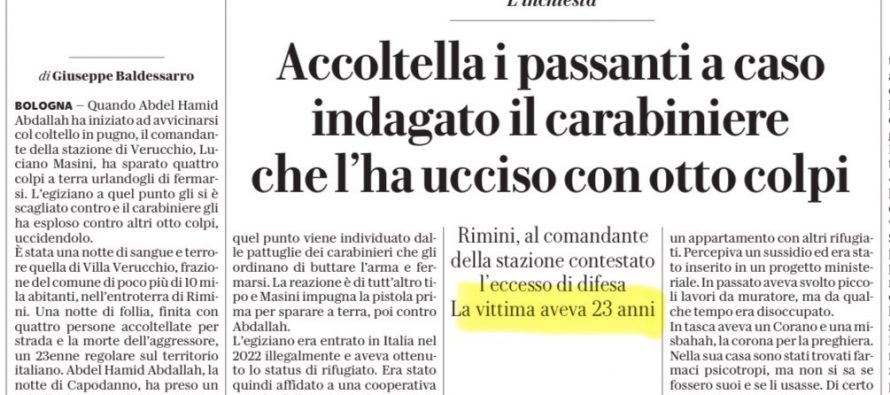 Terrorista islamico abbattuto a Rimini per migranti e sinistra è la vittima: indagate Carabiniere