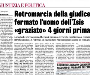 Terrorista islamico liberato torna dentro: toga cambia idea dopo divulgazione notizia