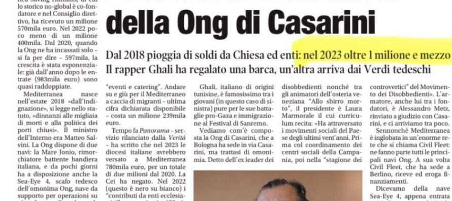 Pioggia di soldi sulla ONG di Casarini: traghettare migranti rende