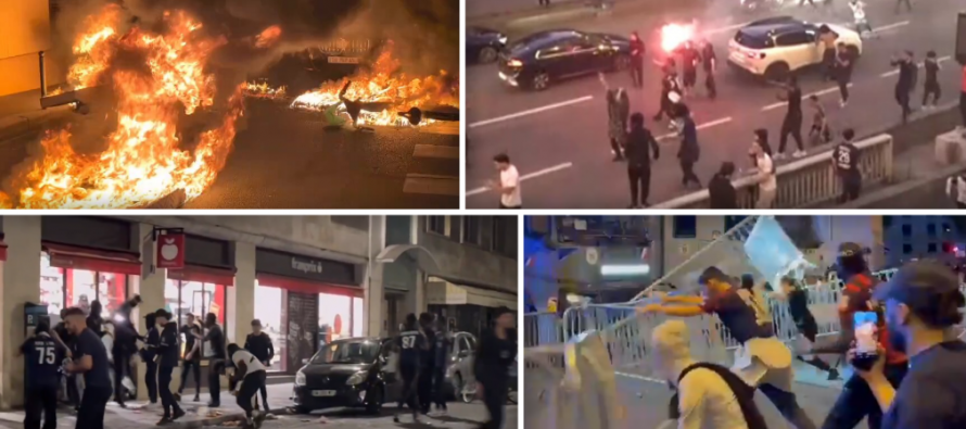 Guerriglia in Francia: “Maranza Francesi” saccheggiano negozi e bruciano tutto dopo la Champions – VIDEO
