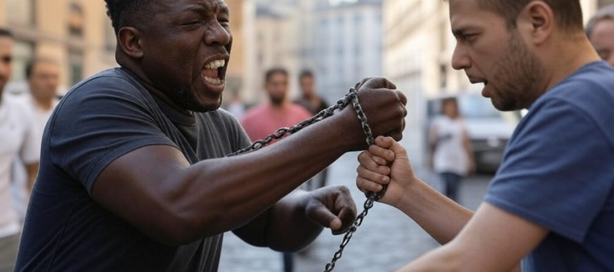 Maledice italiani e attacca i passanti armato di catena, ferisce un militare