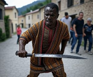 Islamico armato di katana terrorizza il paese, vuole decapitare passanti – VIDEO