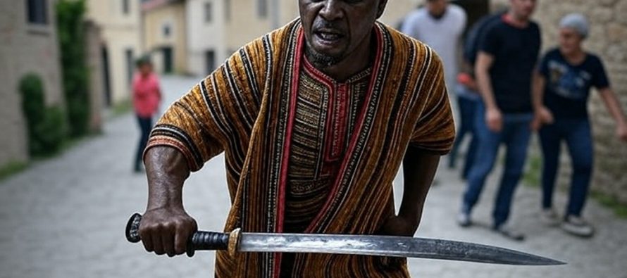 Islamico armato di katana terrorizza il paese, vuole decapitare passanti – VIDEO