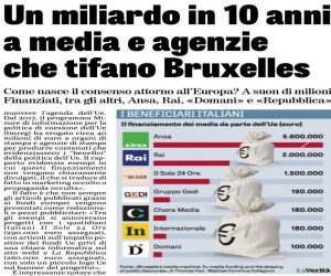 UE paga questi giornali italiani per parlare bene dell’Unione Europea