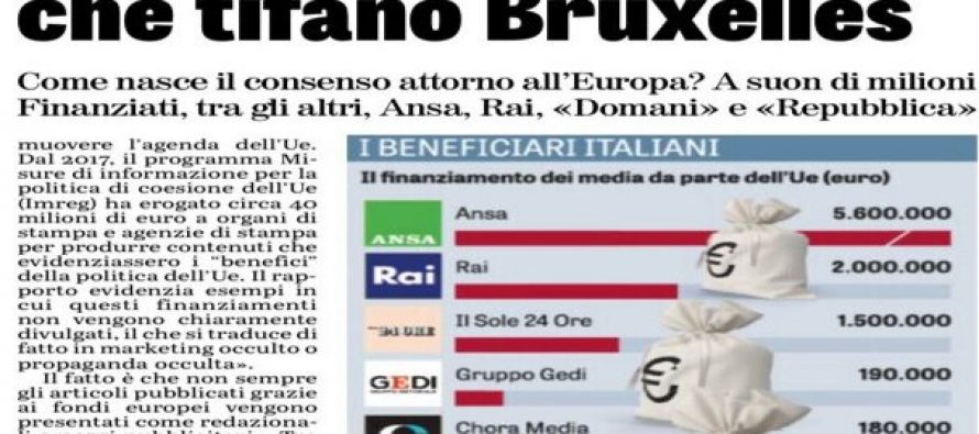 UE paga questi giornali italiani per parlare bene dell’Unione Europea