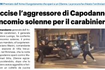 Encomio solenne per il carabiniere che a Capodanno abbatté il terrorista islamico