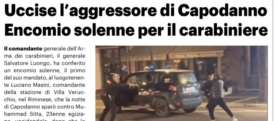 Encomio solenne per il carabiniere che a Capodanno abbatté il terrorista islamico