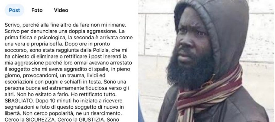 Picchiata da africano, polizia le chiede di eliminare foto aggressore pubblicata sui social