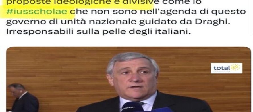 Tajani a elezioni contro Ius Scholae oggi vuole approvare lo Ius Scholae