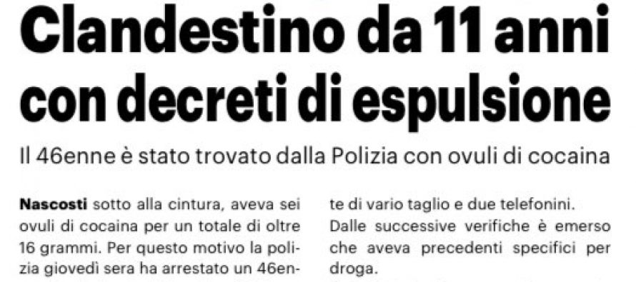 Spacciatore africano in Italia da 11 anni colleziona decreti di espulsione