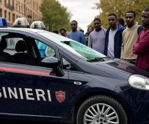 Migranti sfasciano auto carabinieri: italiane dopo anni di scuola come piace a Tajani