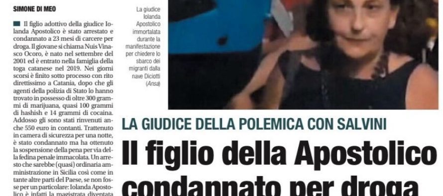 Il figlio adottivo della toga pro-clandestini è uno spacciatore straniero