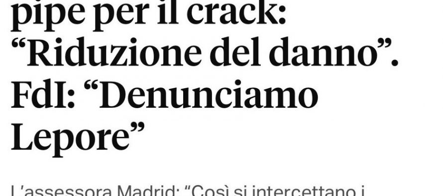 Bologna, dopo la carne di animali torturati il PD distribuisce pipe per il crack