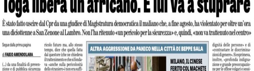 Toga rossa libera clandestino e lui stupra ragazza: metterla in cella con lui