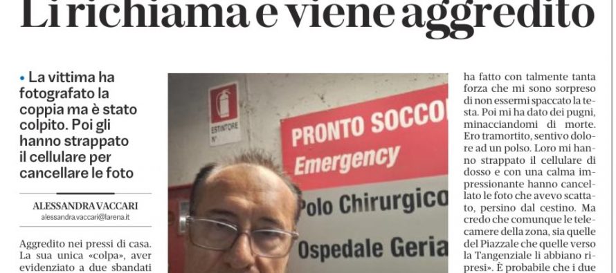 Pestato da nordafricano che vuole bivaccare sotto casa sua