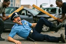 Africani spaccano gamba ad agente perché li disturba mentre sfasciano auto