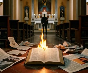 Entrano in chiesa e bruciano il Vangelo: “Attacco ai cristiani”