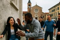 Finge di aiutarla con la spesa e la violenta