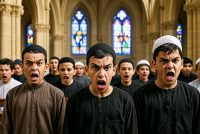 Piccoli islamici irrompono in chiesa al grido “Allah Akbar”