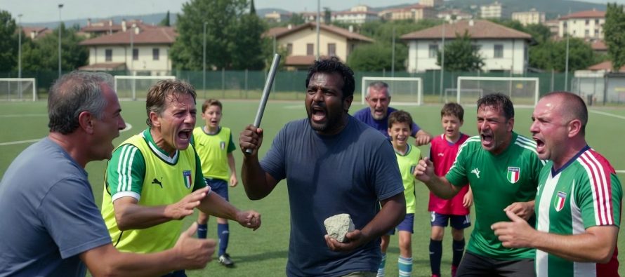 Follia a una partita di calcio tra Pulcini, immigrato prende a sassate l’arbitro