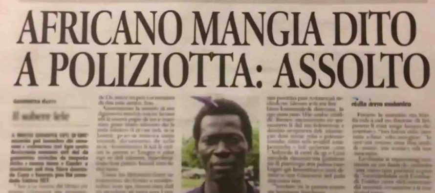 Africano mangia dito a poliziotta ma il giudice lo assolve
