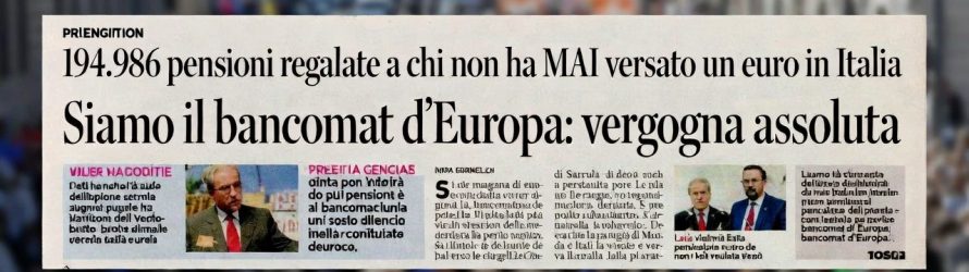 194.986 pensioni regalate a chi non ha MAI lavorato in Italia