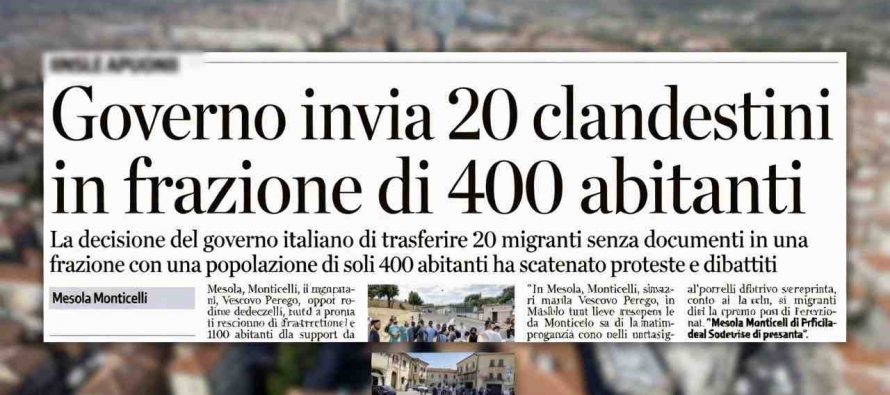 Governo invia 20 clandestini a casa di 400 italiani