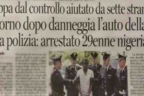 Spacciatore scappa aiutato da 7 nigeriani, il giorno dopo sfascia auto Polizia