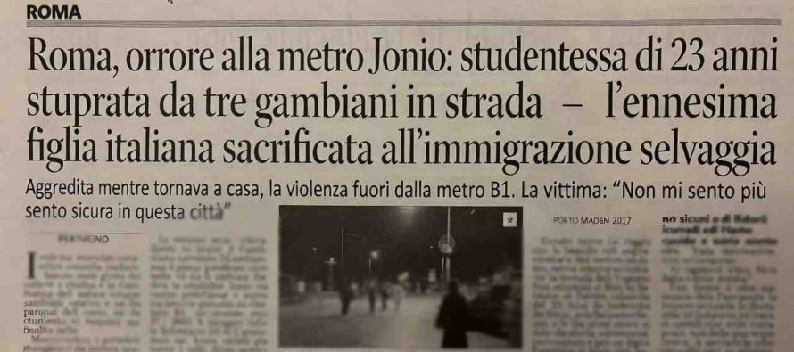 Roma, stuprata a 20 anni da tre stranieri all’uscita della metro