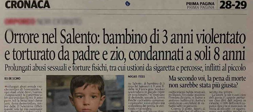 Bimbo di 3 anni violentato e bruciato se si ribellava