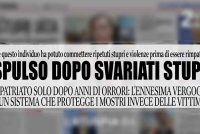 Africano espulso solo dopo anni di sviariate condanne per stupro