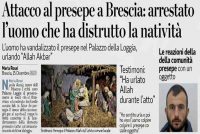 Distrugge presepe al grido “Allah Akbar” a Brescia