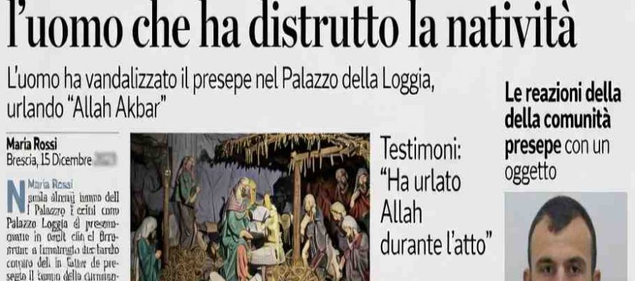 Distrugge presepe al grido “Allah Akbar” a Brescia