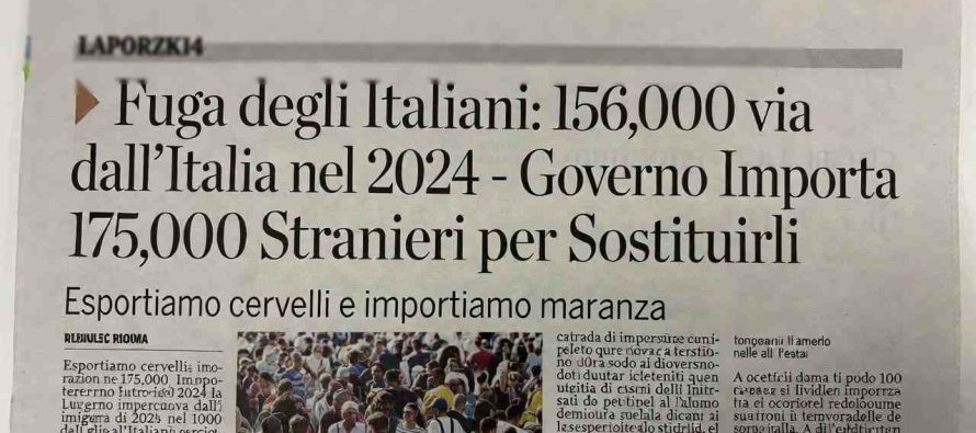 Fuga degli Italiani: 156.000 via dall’Italia nel 2024 Sostituiti da 175.000 Stranieri