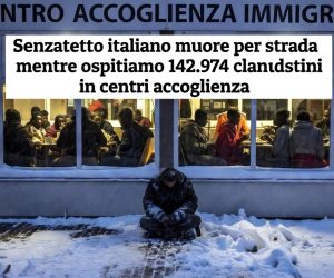 Senzatetto italiano muore per strada a Natale mentre ospitiamo 142.974 clandestini in centri accoglienza