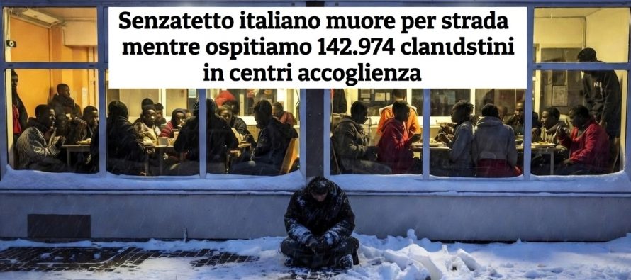 Senzatetto italiano muore per strada a Natale mentre ospitiamo 142.974 clandestini in centri accoglienza
