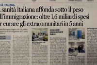 Italia: 1,6 miliardi spesi per curare gli extracomunitari a casa nostra