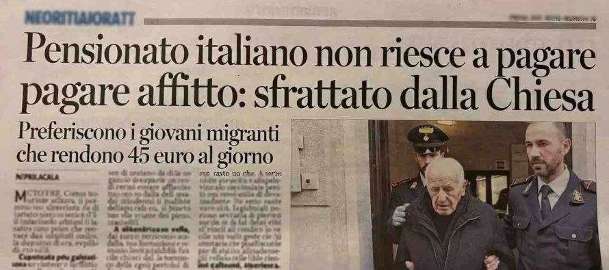 Pensionato italiano senza soldi sfrattato dalla Chiesa: preferiscono i migranti