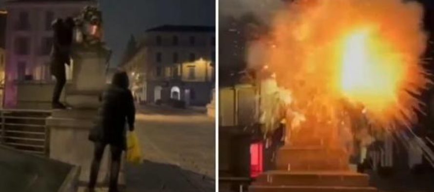 Maranza sfregiano con un petardo la statua del Ponte dei Leoni – VIDEO