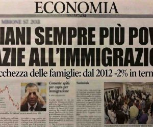 Italiani sempre più poveri: immigrazione abbassa ricchezza pro-capite