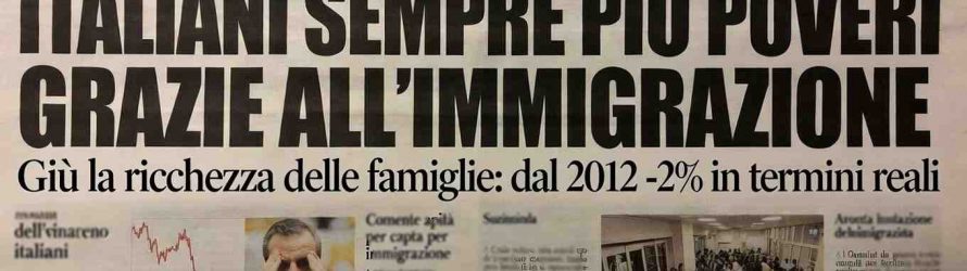 Italiani sempre più poveri: immigrazione abbassa ricchezza pro-capite