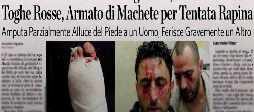 Africano col machete amputa pezzo di piede ad un uomo per strada