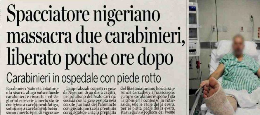 Spacciatore nigeriano massacra due carabinieri, liberato poche ore dopo
