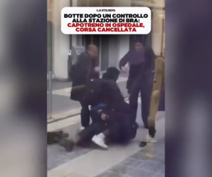 AFRICANO SENZA BIGLIETTO AGGREDISCE FEROCEMENTE CAPOTRENO