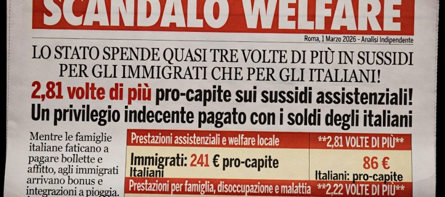 LO STATO SPENDE TRE VOLTE DI PIÙ IN SUSSIDI PER GLI IMMIGRATI CHE PER GLI ITALIANI