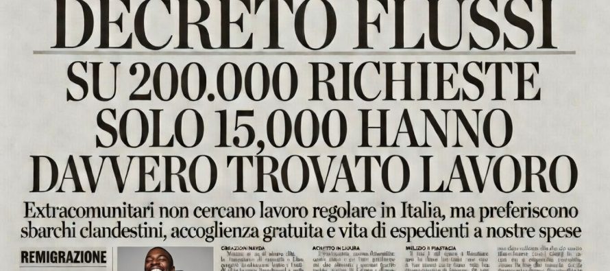 DECRETI FLUSSI CHOC: SOLO 8% IMMIGRATI TROVA DAVVERO LAVORO