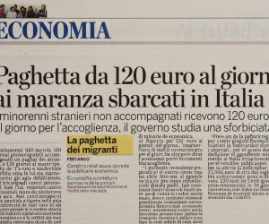 Paghetta da 120 euro al giorno a chi sbarca in Italia